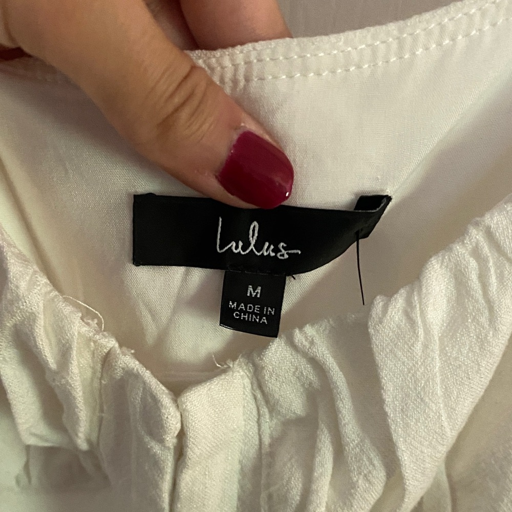 Lulus Cream Ruffled Women's Top - Picture 3 of 4
